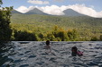 Piscine de l'htel, avec vue sur les rizires et les montagnes