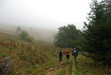 Dpart du col du Coq dans le brouillard